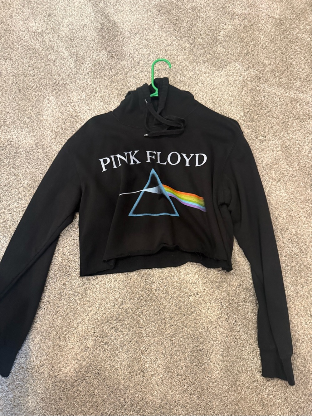 Pink Floyd Black Cropped Turtleneck Sweater with Prism Rainbow